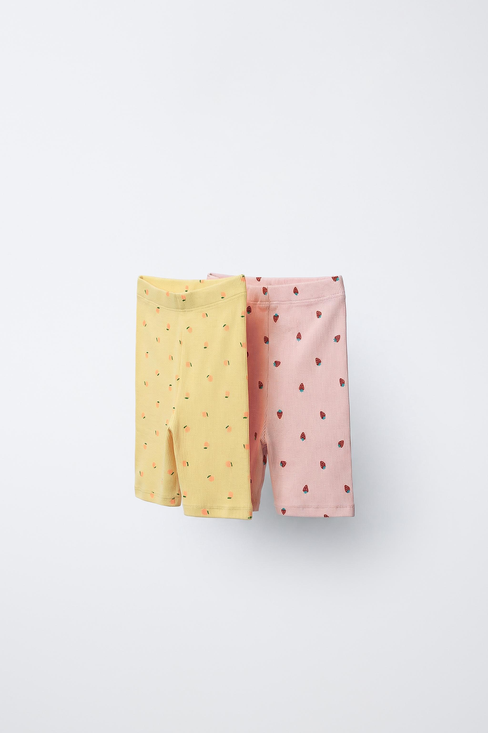LOT DE DEUX LEGGINGS CÔTELÉS CYCLISTE CITRONS ET FRAISES